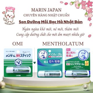Son Dưỡng Môi Bạc Hà Omi Mentholatum, Mentholatum XD, Mentholatum UV Chống Khô Nứt Nẻ Nhật Bản