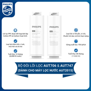  Combo Lõi Lọc thay thế AUT706  PPC  & AUT747  RO  - Dành cho Máy Lọc Nước RO PHILIPS AUT2015 