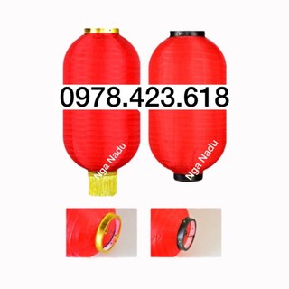 Đèn Lồng Vải Đỏ hình Trụ dài Trang Trí Đền Chùa,Phật đản,trường học- Khai Trương-Lồng đèn bầu dục chống nước ngoài trời