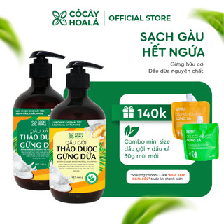 Dầu Gội Thảo Dược Hữu Cơ Gừng Dừa Cỏ Cây Hoa Lá Dành Cho Mẹ Bầu An Toàn Lành Tính 440gr