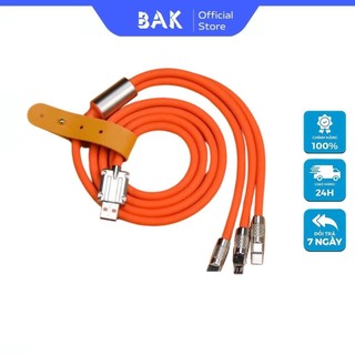 SU7 Dây Sạc Nhanh BAK 120W 6A Bằng Hợp Kim Kẽm Và Silicon  Dây sạc điện thoại 3 đầu