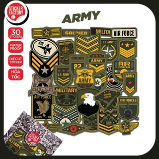 Army - Set 30 sticker decal hình dán nón bảo hiểm, laptop, xe máy, ô tô - STICKER FACTORY