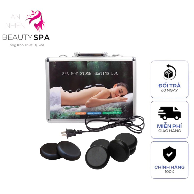 Đá Nóng Massage Cho Spa Hộp 16 Viên KÈM Nồi Hấp Đá Điện - Massage Body