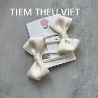 Set 2 kẹp tóc mái bật tách tiệm thêu việt dễ thương