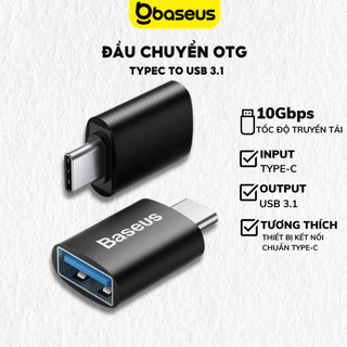 Đầu chuyển đổi OTG BASEUS USB 3.1 Type C sang USB cao cấp thích hợp cho laptop Mac pro Air Samsung