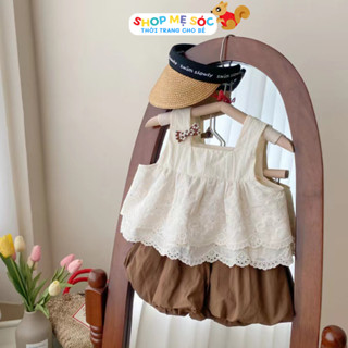 Set Đồ Bé Gái Áo Hai Dây Kèm Quần Ngắn Chất Cotton Mát Siêu Dễ Thương (TN)
