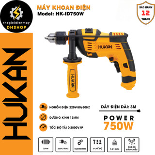 [Phiên Bản Mới] Máy Khoan Đa Năng Công Tắc Đảo Chiều. Động Cơ Dây Đồng 100% - Siêu Mạnh Mẽ. HUKAN HK-ID750, Chính Hãng.