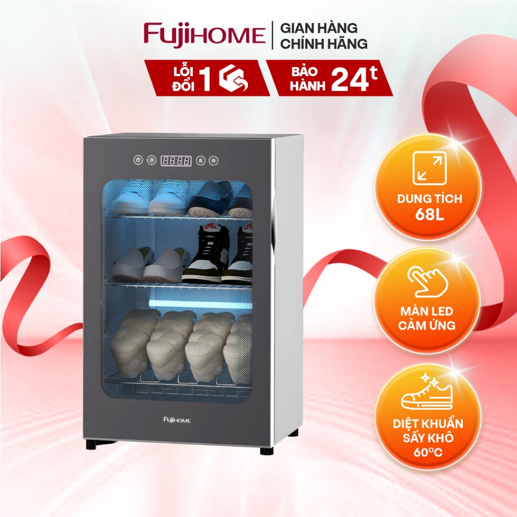 Máy sấy giày nhập khẩu FUJIHOME SD68 Khử mùi hiệu quả, khử khuẩn bằng UV và Ozone, tủ sấy đa năng