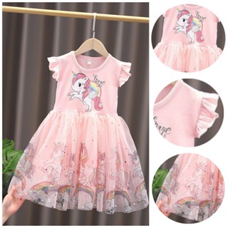 Váy bé gái ngựa pony Elsa, đầm công chúa disney lưới thun cotton thoáng mát quà tặng cho bé mặc đi học dạo phố