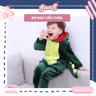 Bộ Đồ Ngủ Liền Thân Bằng Flannel StarShanoi Áo Thú Khủng Long Pikachu Hổ Vằn StarShanoi hàng Quảng Châu cao cấp