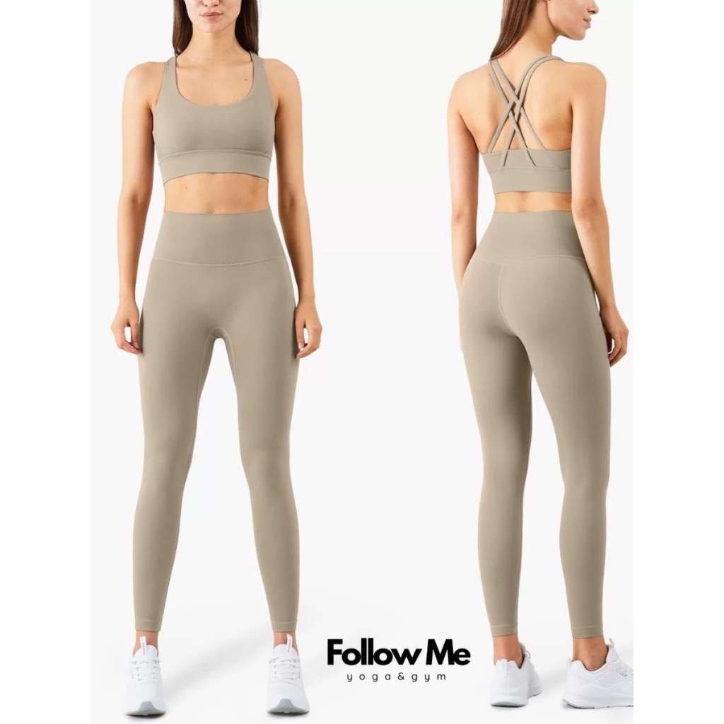 Set đồ tập thể thao, gym, yoga  FOLLOW ME  gồm áo ngực và quần dài thời trang cho nữ