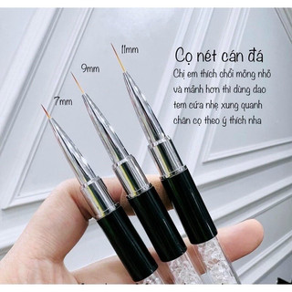 Cọ nét, cọ râu cán đá 3 size 7mm 9mm 11mm - cọ vẽ nail chuyên dụng
