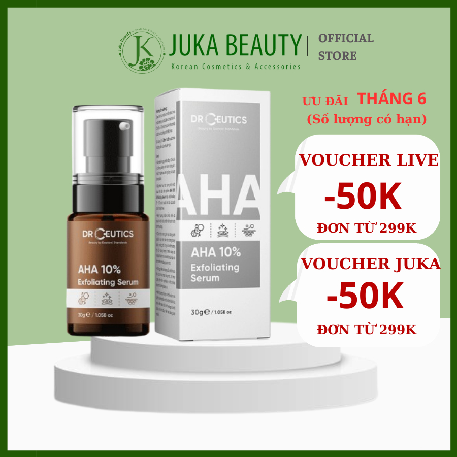Tinh chất sáng da, tẩy tế bào chết DRCEUTICS AHA 10% Exfoliating Serum 30g