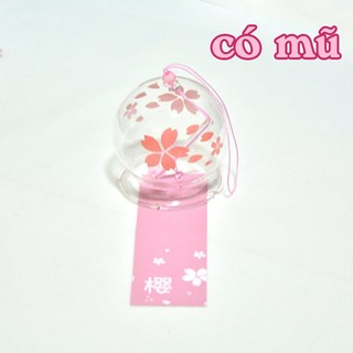 (CÓ MŨ) Chuông gió thủy tinh Furin mẫu HỒNG SAKURA pha lê quà tặng Nhật Bản trang trí bàn học trang trí nhà cửa đẹp