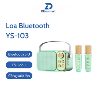 Loa bluetooth karaoke dibesmart ys-105 không dây, kèm 2 mic hát công suất 25w - bảo hành chính hãng