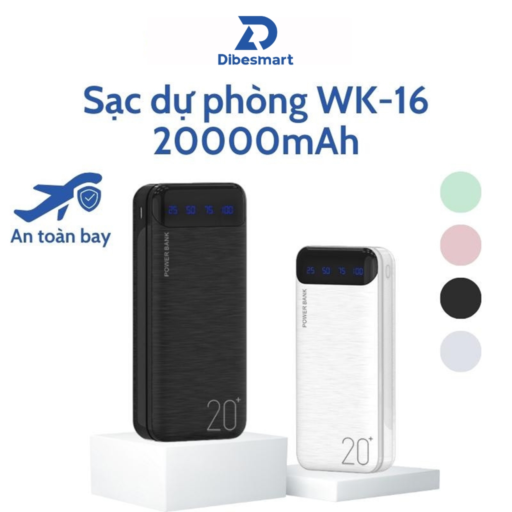 Pin Sạc Dự Phòng 20000mAh DIBESMART 2 Output USB & 2 Input Micro/Type-C - Hỗ Trợ Sạc Nhanh
