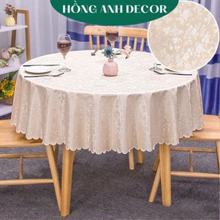 Khăn Trải Bàn Tròn Chống Thấm Vải Pu Dày Dặn Mềm Mại Dễ Vệ Sinh Khăn Trải bàn Ăn Decor Nhà Hàng