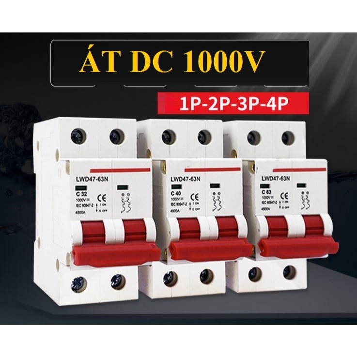 CB MCB DC 1000V át DC 1000V aptomat LW 1000V DC 2P 16A đến 63A bảo vệ chống quá tải ngắn mạch