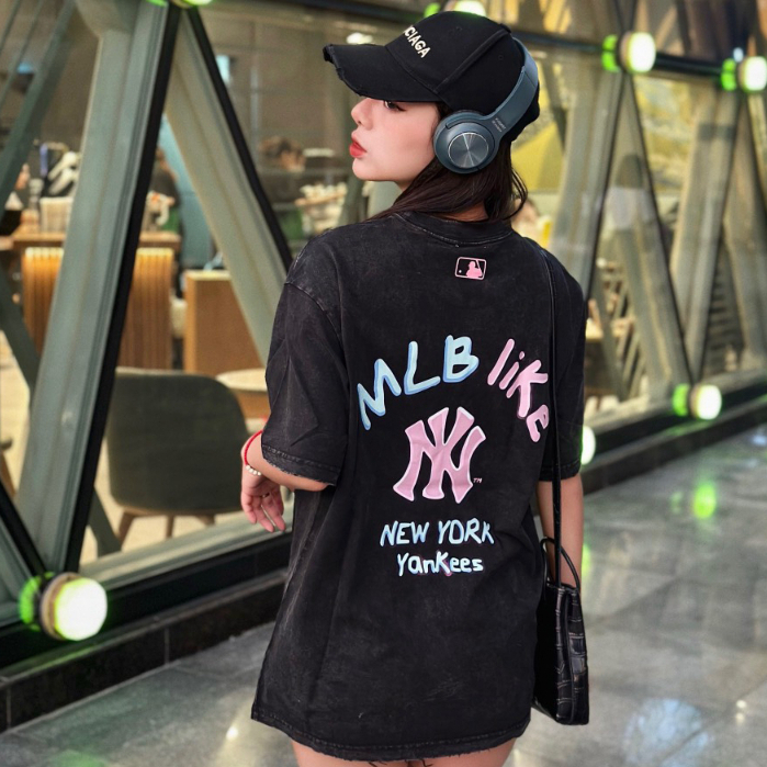 Áo thun NY YANKEES Nam Nữ Xanh Hồng Tchipz Form Rộng Chất Liệu Cotton 250gsm Cao Cấp Full Tag Mac | BigBuy360 - bigbuy360.vn