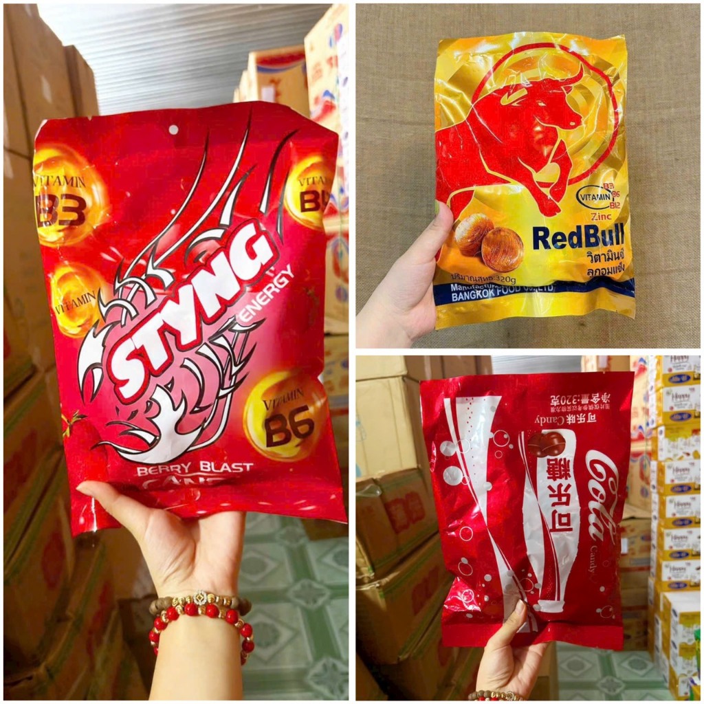 1 Gói Kẹo bò húc Redbull Thái Lan , Kẹo Ngậm Bò Húc Thái- gói 320gr giá sỉ