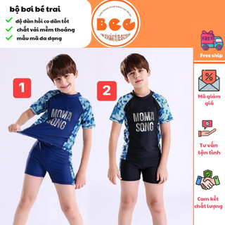 Bộ Bơi Bé Trai Size Đại  MOMA SONG kèm mũ bơi Đồ Bơi Giữ Nhiệt Cho Bé Trai, Áo Bơi Đi Biển