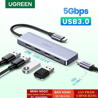 Hub bộ chia usb 3.0, usb type-c ra 4 cổng usb 3.0 có hỗ trợ nguồn chính hãng ugreen 70336