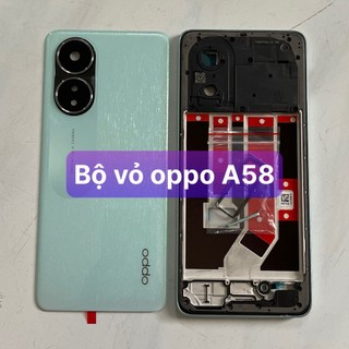 Bộ vỏ sườn oppo A58 zin kính camera và nút khe sim