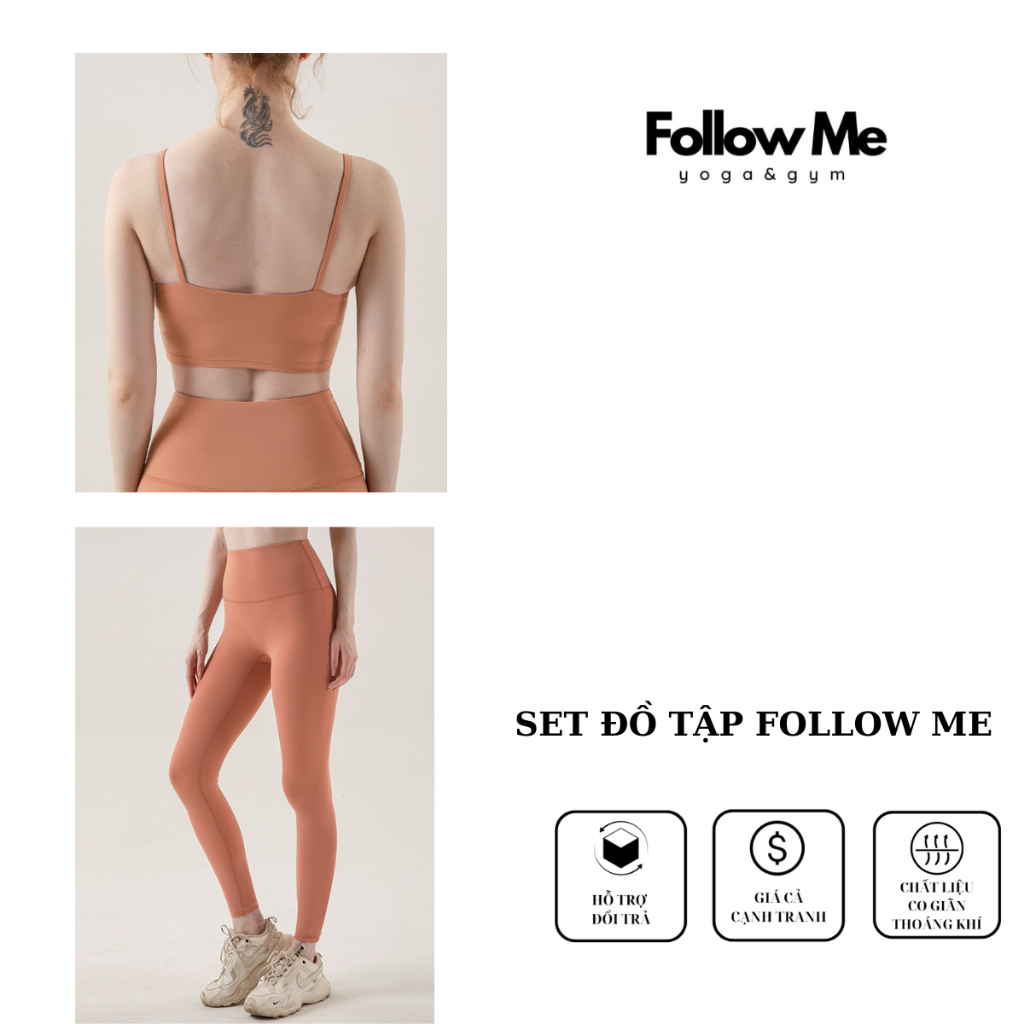 Set đồ tập yoga,gym FOLLOW ME gồm áo bra + quần legging lưng cao thời trang cho nữ SFA