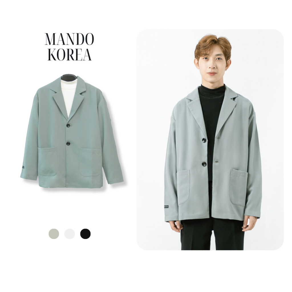 Áo Blazer Nam 1 Lớp  MANDO Dài Tay 3 Màu Vải Tuyết Mưa Cao Cấp Trơn Không Họa Tiết Basic Thời Trang Hàn Quốc BLZ006