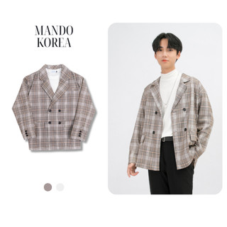 Áo Blazer Nam Dài Tay 1 Lớp MANDO Vải Tuytsi Cao Cấp Họa Tiết Caro Nâu Basic Thời Trang Hàn Quốc AVN015