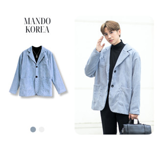 Áo Blazer Xanh Dài Tay Nam MANDO Vest 2 Lớp Chất Vải Nhung Tăm Cao Cấp Form Rộng Basic Unisex Thời Trang Hàn Quốc AVN017