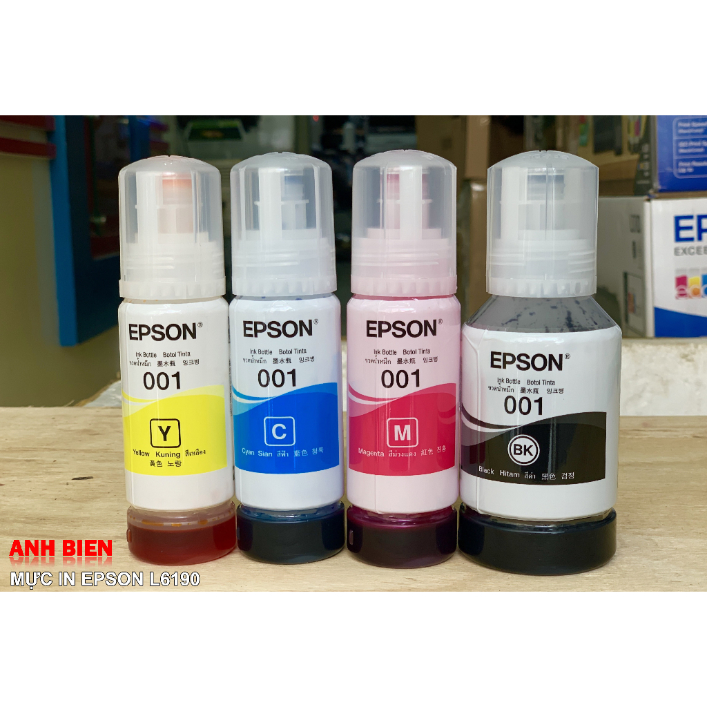 Mực máy in Epson L14150, L4260, L4150, L6260, L6160, L6170 và L6270,Epson 001 Bóc Máy Đen, Xanh, Vàn