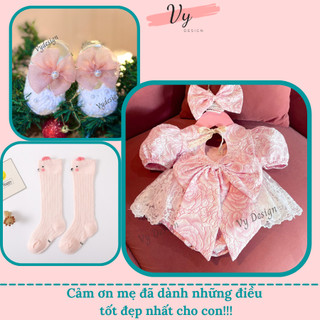 Body Bé Gái Sơ Sinh VY DESIGN. Body Váy Tay Bồng Cho Bé Gái Kèm Phụ Kiện, Váy Sơ Sinh, Váy Body Sơ Sinh