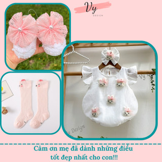 Set Váy Bé Gái Thiết Kế Mùa Hè, Váy Body Bé Gái Sơ Sinh Chất Mát, Body Sơ Sinh, Đầm Đầy Tháng