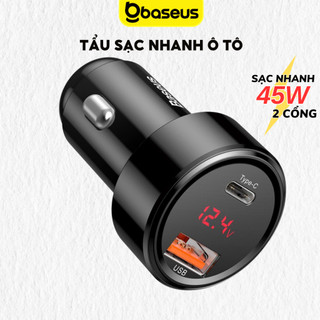 Cốc Sạc Nhanh 45W trên ô tô Baseus Cổng USB + C QC 4.0 thích hợp nhiều máy iP samsung máy tính bảng