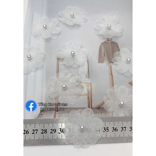 Hoa voan cánh nhí ánh kim 2 lớp đính váy áo