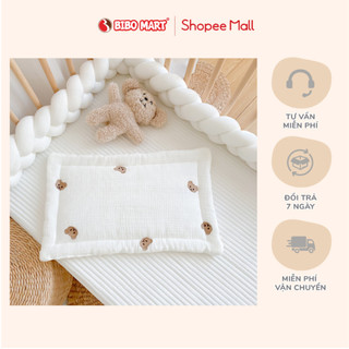 Gối sơ sinh 100% cotton thêu Hình Họa Tiết Đáng Yêu Chất liệu Mềm Mịn Thoáng Khí Giúp Bé Êm Ái Khi Ngủ 25x40cm