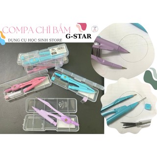 Compa/ compass chì bấm gs-04 hiệu gstar màu pastel xanh, hồng, tím