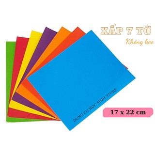 Xấp 7 tờ giấy thủ công không keo khổ 17x22 cm có kẻ ô ly