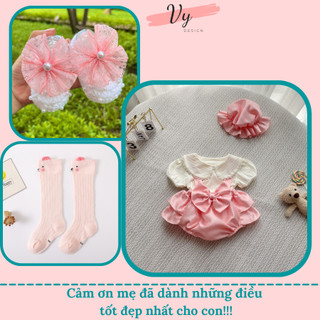 MV068 Body Bé Gái Sơ Sinh, Body Váy Cho Bé Thiết Kế Cao Cấp Kèm Phụ Kiện, Đầm Đầy Tháng, Váy Hè Cho Bé