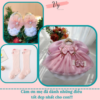 Váy Công Chúa Cho Bé Gái Sơ Sinh VY DESIGN. Váy Body Bé Gái Kèm Phụ Kiện. Đầm Đầy Tháng, Đầm Cho Bé Thu Đông