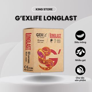 Bao cao su siêu mỏng G'EXlife Longlast ôm khít kéo dài thời gian quan hệ hộp 3