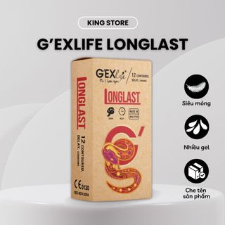 Bao cao su siêu mỏng G'EXlife Longlast chống xuất tinh sớm kéo dài thời gian quan hệ hộp 12