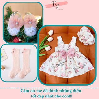 MV063 Váy Bé Gái Sơ Sinh VY DESIGN. Body Váy Cho Bé Gái Thiết Kế Hoa Hồng , Đầm Đầy Tháng, Váy Công Chúa Sơ Sinh