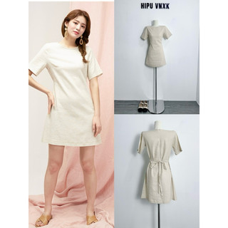 HIPU.VNXK - Đầm mixxo linen form suông cổ tròn tay ngắn cột eo sau.