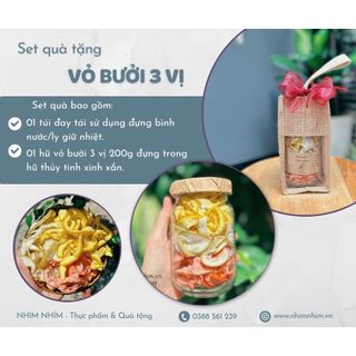 Set Qùa Túi Đay Hũ Thủy Tinh Bưởi 3 Vị