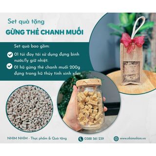 Set Qùa Túi Đay Hũ Thủy Tinh Mứt Gừng Thẻ Chanh Muối