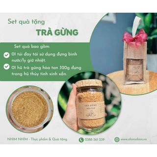 Set Qùa Túi Đay Hũ Thủy Tinh Trà Gừng