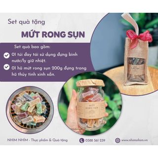 Set Qùa Túi Đay Hũ Thủy Tinh Mứt Rong Sụn