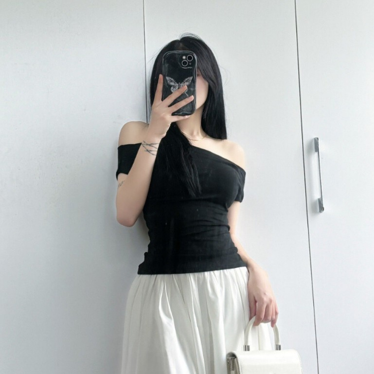Áo Thun Cotton Giãn Cổ Đổ Ngắn Tay INNO, Áo Kiểu BIGSIZE Nhún Eo TA-184 | BigBuy360 - bigbuy360.vn